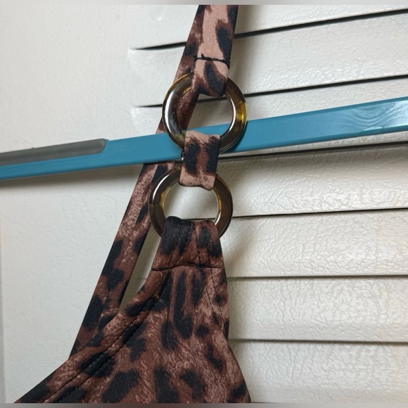 Leopard Print One Piece Swimsuit XL 16 / 18 Padded Adjustable Strap Long - Picture 2 of 8